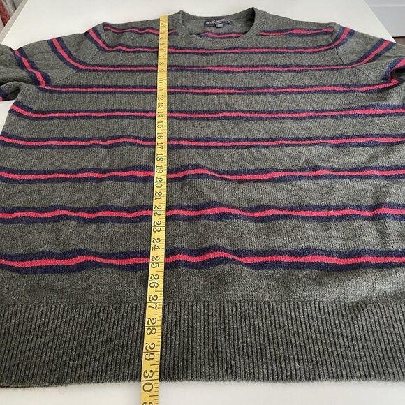 BROOKS BROTHERS GREEN/RED STRIPED LAMBSWOOL SWEATER WITH ELBOW PATCHES SZ XXL - Picture 8 of 8